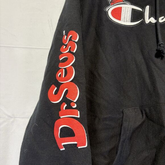 Champion Dr. Seuss Cat In The Hat Black Pullover Sweatshirt Hoodie Men’s Size M - Picture 3 of 9